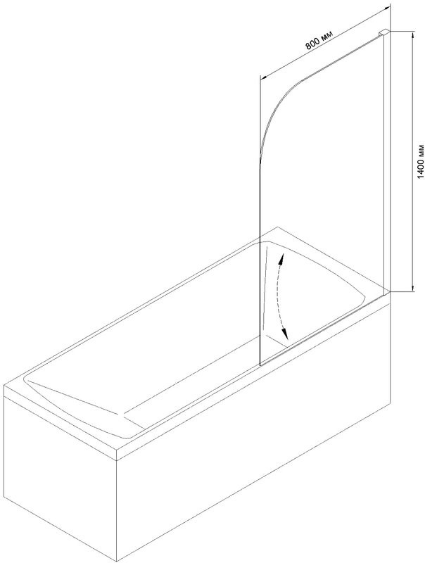 Шторка на ванну Royal Bath BV RBBV814-СН 80х140