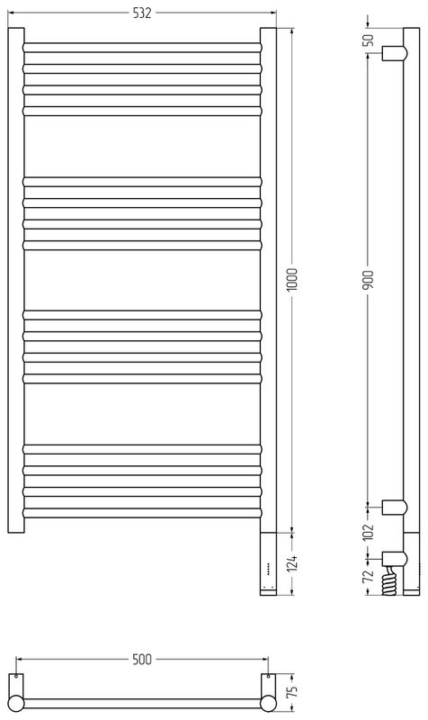 Полотенцесушитель электрический Сунержа Богема 3.1 31-6005-1050 110x55 см, подключение справа, матовый черный, лесенка