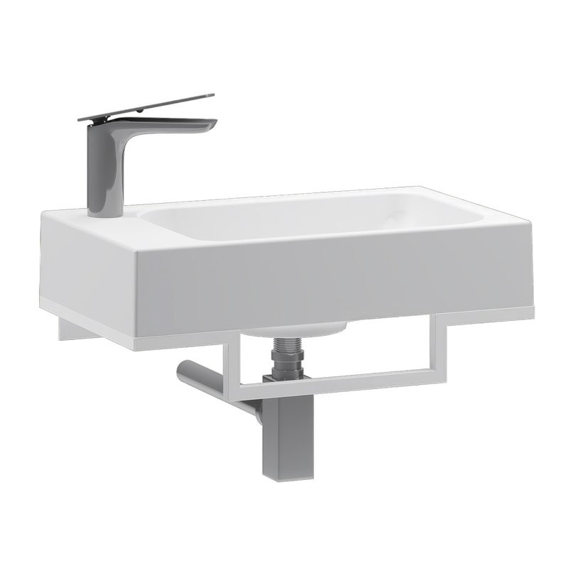 Консоль с раковиной Belux Темпо 50 R подвесная, цвет консоли белый, сифон квадратный, хром