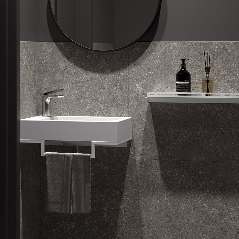 Консоль с раковиной Belux Темпо 50 R подвесная, цвет консоли белый, сифон квадратный, хром