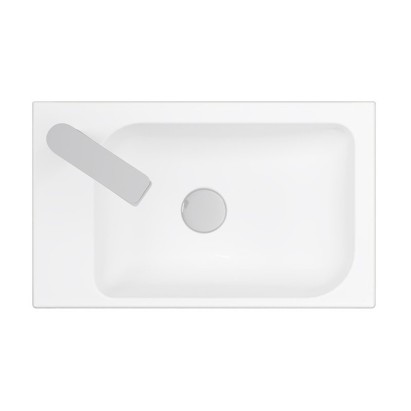 Консоль с раковиной Belux Темпо 50 R подвесная, цвет консоли белый, сифон квадратный, хром