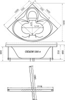 Акриловая ванна Triton Сабина Экстра 160x160 см, угловая, пристенная, белая, четверть круга, с каркасом, с сиденьем
