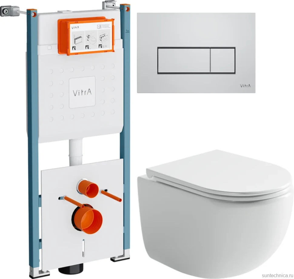 Комплект Унитаз подвесной Ceramicanova UP Rimless CN4007 белый + Инсталляция VitrA V-Fix Core 732-5800-01PV + Кнопка Root Square 740-2380 хром