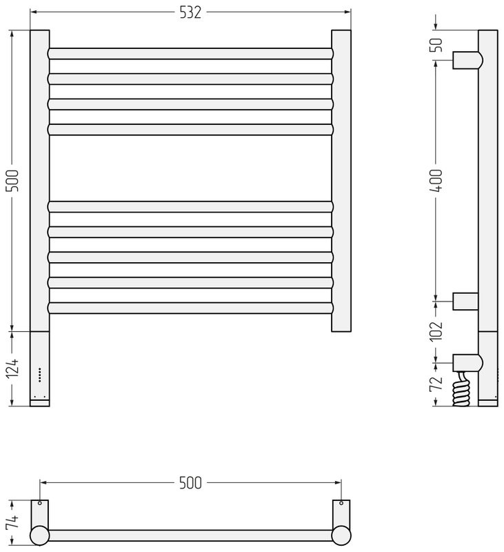 Полотенцесушитель электрический Сунержа Богема 3.1 03-6004-5050 60x55 см, подключение слева, золото, лесенка