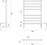 Полотенцесушитель электрический Domoterm Квадро П8 50x80 EK R