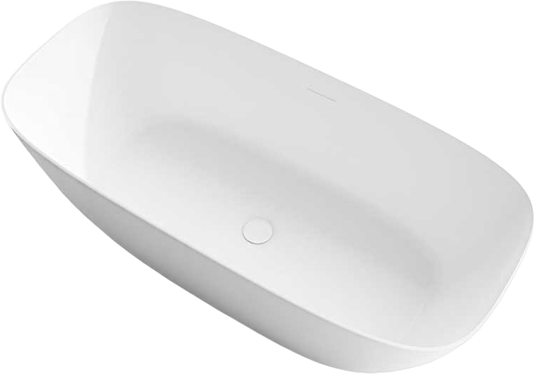 Ванна из искусственного камня Vincea VBT-6S02MW 170x75 см, отдельностоящая, матовая белая, овальная, со сливом-переливом