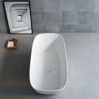 Ванна из искусственного камня Vincea VBT-6S02MW 170x75 см, отдельностоящая, матовая белая, овальная, со сливом-переливом