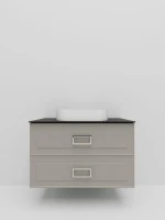 Тумба под раковину со столешницей La Fenice Cubo Twin 100 подвесная, cappuccino , бежевая матовая, столешница черный мрамор