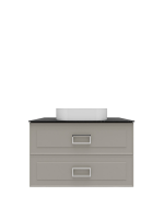 Тумба под раковину со столешницей La Fenice Cubo Twin 100 подвесная, cappuccino , бежевая матовая, столешница черный мрамор