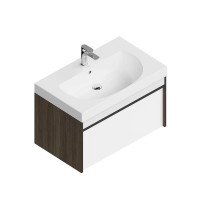 Тумба с раковиной KERAMA MARAZZI Modula 80 подвесная, арабика, белая глянцевая, раковина Buongiorno 80