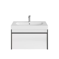 Тумба с раковиной KERAMA MARAZZI Modula 80 подвесная, арабика, белая глянцевая, раковина Buongiorno 80