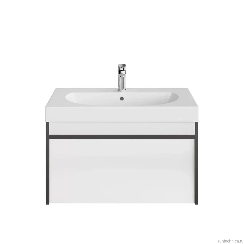 Тумба с раковиной KERAMA MARAZZI Modula 80 подвесная, арабика, белая глянцевая, раковина Buongiorno 80