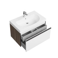 Тумба с раковиной KERAMA MARAZZI Modula 80 подвесная, арабика, белая глянцевая, раковина Buongiorno 80