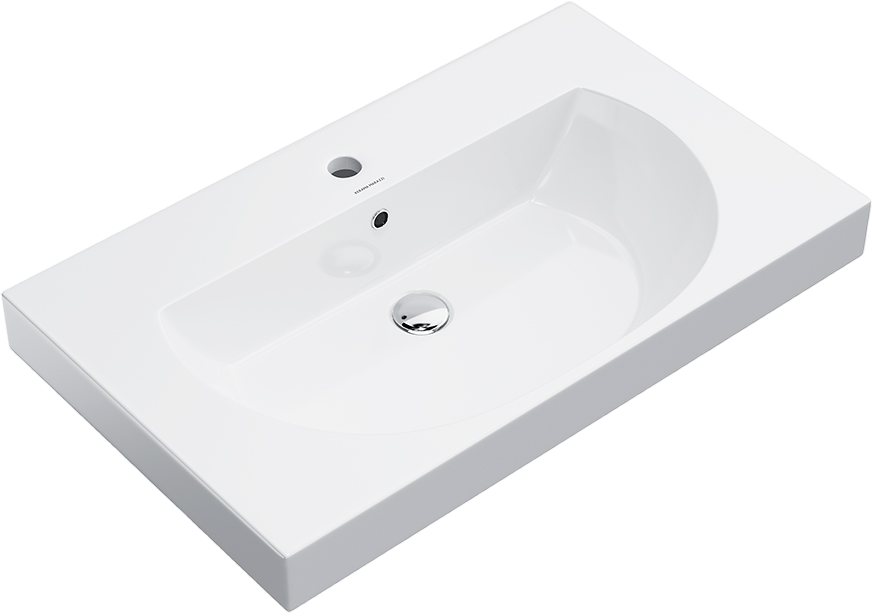 Тумба с раковиной KERAMA MARAZZI Modula 80 подвесная, арабика, белая глянцевая, раковина Buongiorno 80