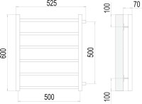 Полотенцесушитель водяной Terminus Вега П6 500x600 с боковым подключением 500