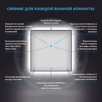 Зеркало Wellsee 7 Rays’ Spectrum 80х80 с фронтальной подсветкой, черное матовое
