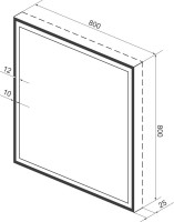 Зеркало Wellsee 7 Rays’ Spectrum 80х80 с фронтальной подсветкой, черное матовое