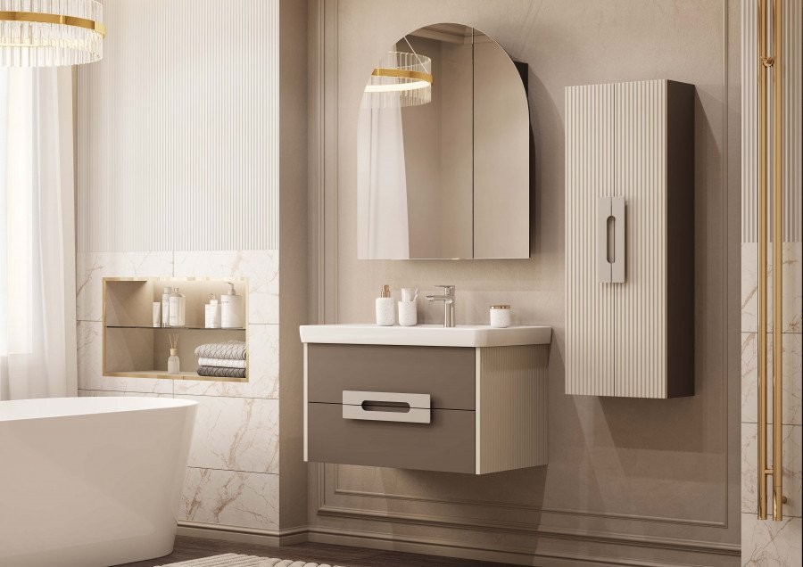 Шкаф-пенал для ванной AQUATON Ар-Деко 40 2 дверцы, кашемир