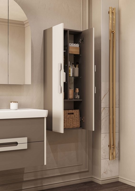Шкаф-пенал для ванной AQUATON Ар-Деко 40 2 дверцы, кашемир