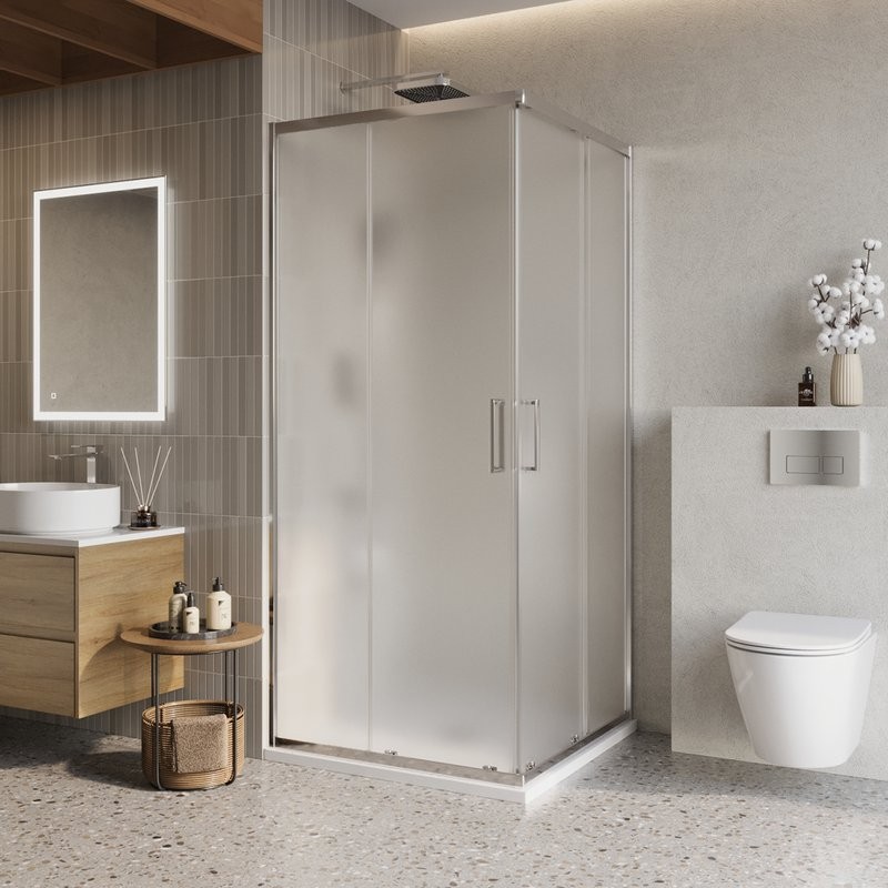 Душевой уголок BelBagno Luce A-2-90-P-Cr 90x90, профиль хром, стекло рифленое