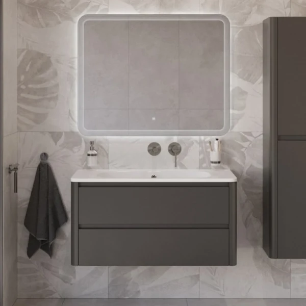 Мебель для ванной комнаты Cezares Relax 100 подвесная, 2 ящика, оружейная сталь