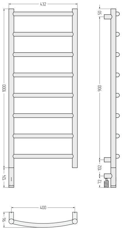 Полотенцесушитель электрический Сунержа Галант 3.1 071-6000-1040 110x45 см, подключение слева, сатин, лесенка