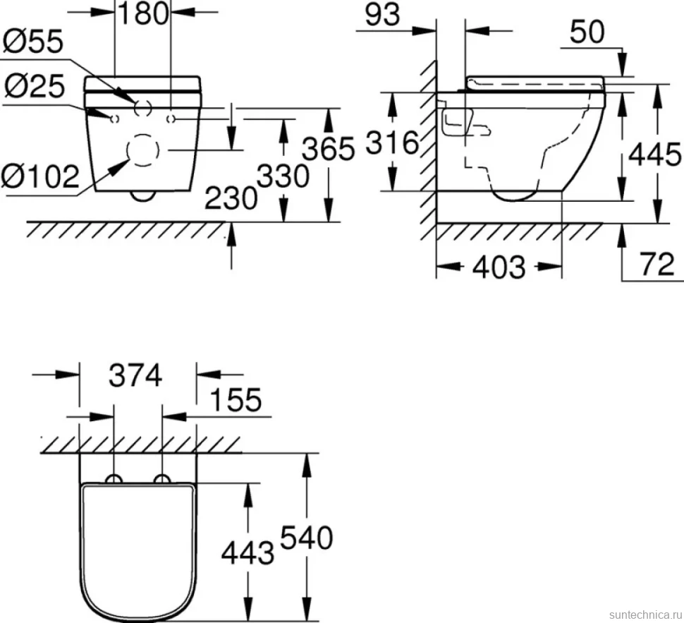 Комплект Унитаз подвесной Grohe Euro Ceramic 39703000 безободковый + Инсталляция Rapid SL 38772SH0 3 в 1 с панелью смыва