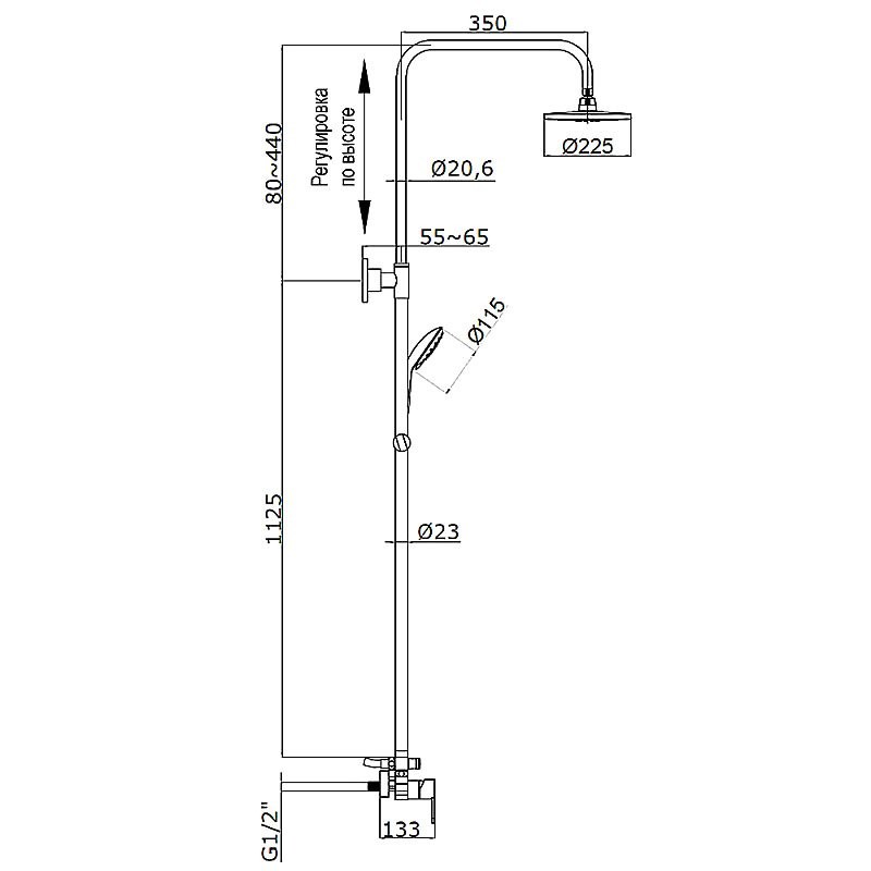 Душевая стойка AZARIO Tevis AZ-15780161 хром