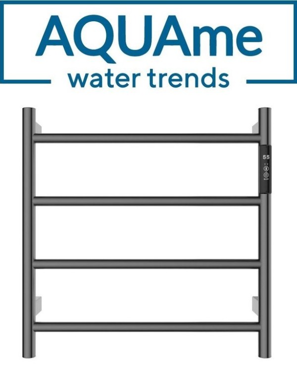 Полотенцесушитель электрический AQUAme AQM3124GM 45x45 см, шлифованный темный металл, лесенка