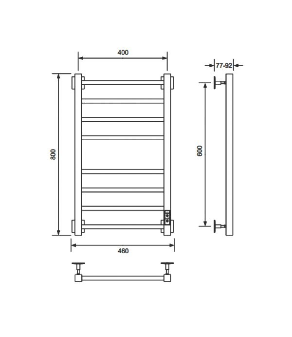 Полотенцесушитель электрический Comfysan Unico-K EC-8 80x45 см, подключение справа, слева, хром, лесенка