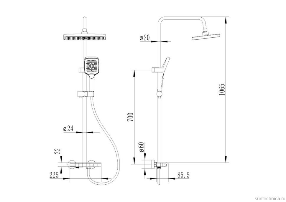 Душевая стойка Ceruttispa 11360 графит
