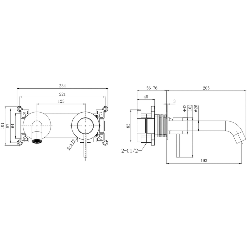 Смеситель для раковины Splendy Passion PA201205UK2BM С ВНУТРЕННЕЙ ЧАСТЬЮ, черный матовый