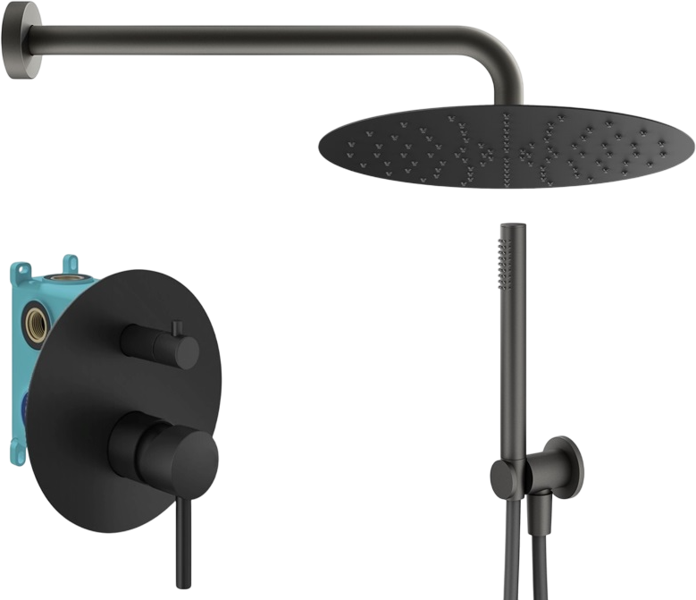 Душевой комплект Plumberia Selection Ixo KITXO18NO С ВНУТРЕННЕЙ ЧАСТЬЮ, черный матовый