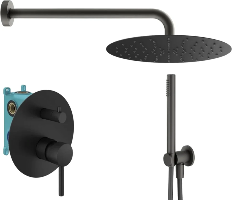 Душевой комплект Plumberia Selection Ixo KITXO18NO С ВНУТРЕННЕЙ ЧАСТЬЮ, черный матовый