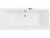 Акриловая ванна Excellent Pryzmat Soft 160x75 см, встраиваемая, с гидромассажем, белая, с каркасом, со сливом-переливом, фурнитура бронза