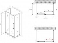 Душевой уголок Abber Schwarzer Diamant AG30170BH-S75B-S75B 170x75, профиль черный, стекло прозрачное