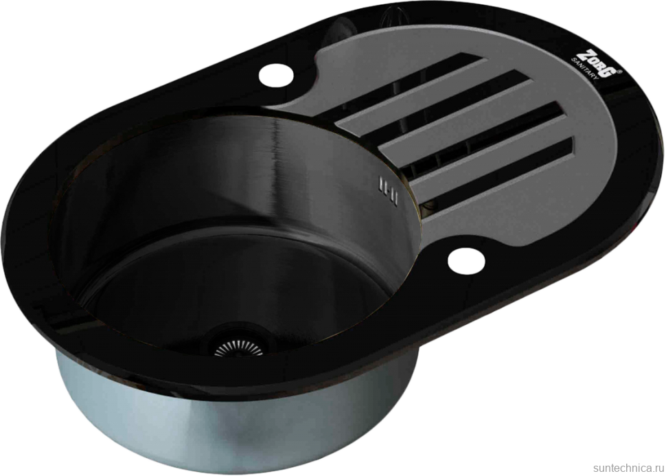 Мойка кухонная Zorg Inox Glass GL-7851-OV-BLACK-GRAFIT