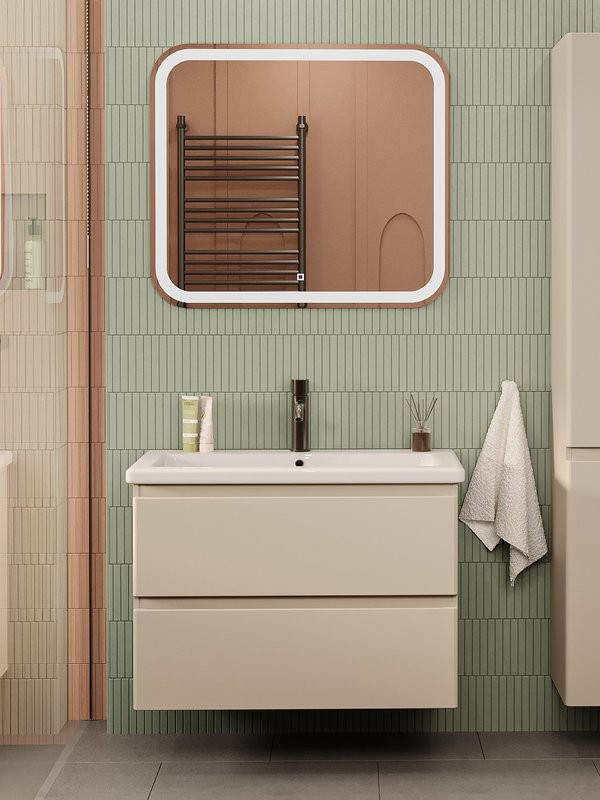 Мебель для ванной комнаты SanStar Riana 80 подвесная, cappuccino, раковина Como 80