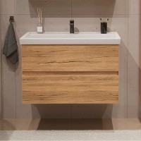 Тумба с раковиной SanStar Lavanti 100 подвесная, дуб вотан, раковина Миранда