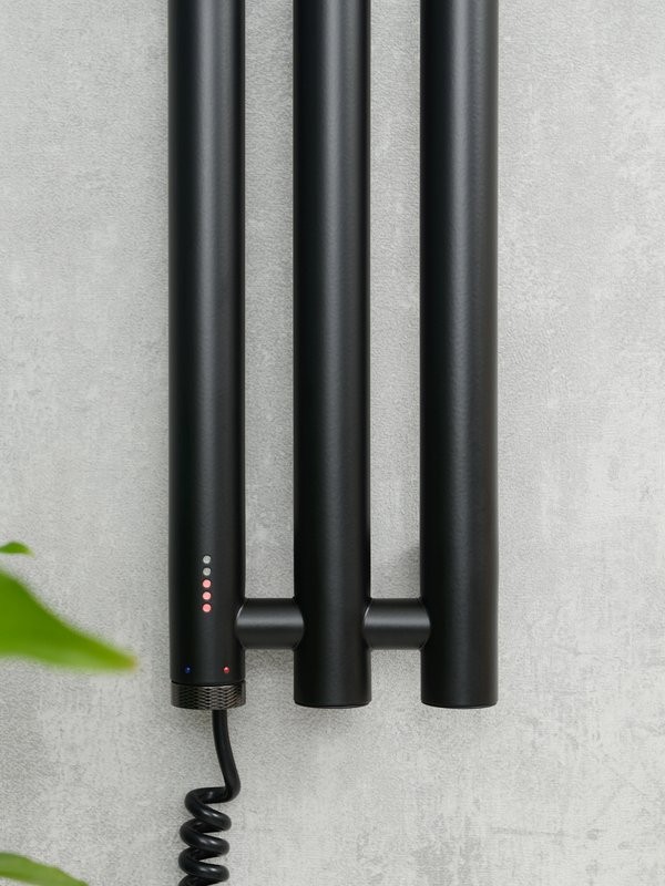 Полотенцесушитель электрический Сунержа Терция 4.0 31-0884-1206 120x15 см, подключение слева, скрытое подключение слева, матовый черный, I-образный