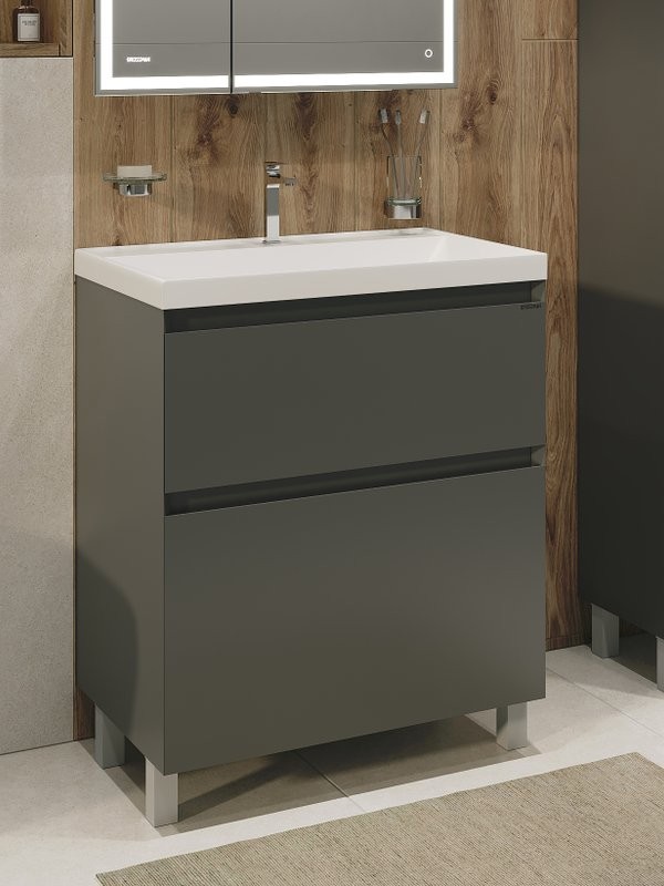 Тумба под раковину без столешницы Grossman Меркадо 70 напольная, матовый графит