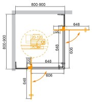 Душевой уголок Cezares Slider A 2 80/90 C BORO профиль брашированное золото, стекло прозрачное