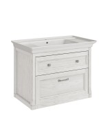 Тумба с раковиной ASB-Woodline Толедо 85 белая, патина серебро