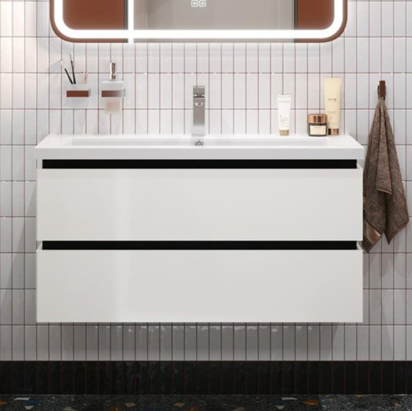 Тумба с раковиной Cezares Plane 100 bianco lucido, раковина Cezares CZR-8070-100