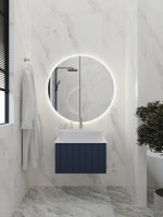 Тумба под раковину со столешницей La Fenice Terra 60 подвесная, синяя, столешница белый мрамор