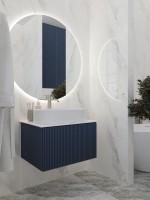 Тумба под раковину со столешницей La Fenice Terra 60 подвесная, синяя, столешница белый мрамор