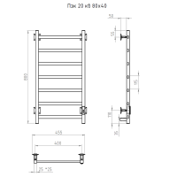 Полотенцесушитель электрический Тругор Пэк 20 кв 80x45 см, подключение справа, слева, матовый хром, лесенка