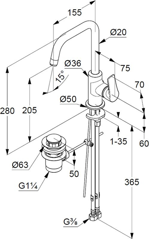 Смеситель для раковины Kludi Pure&Solid 340250575