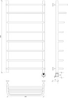 Полотенцесушитель электрический Secado Мерида 2 СП 105x55 см, подключение справа, глянцевый хром, лесенка, с полкой
