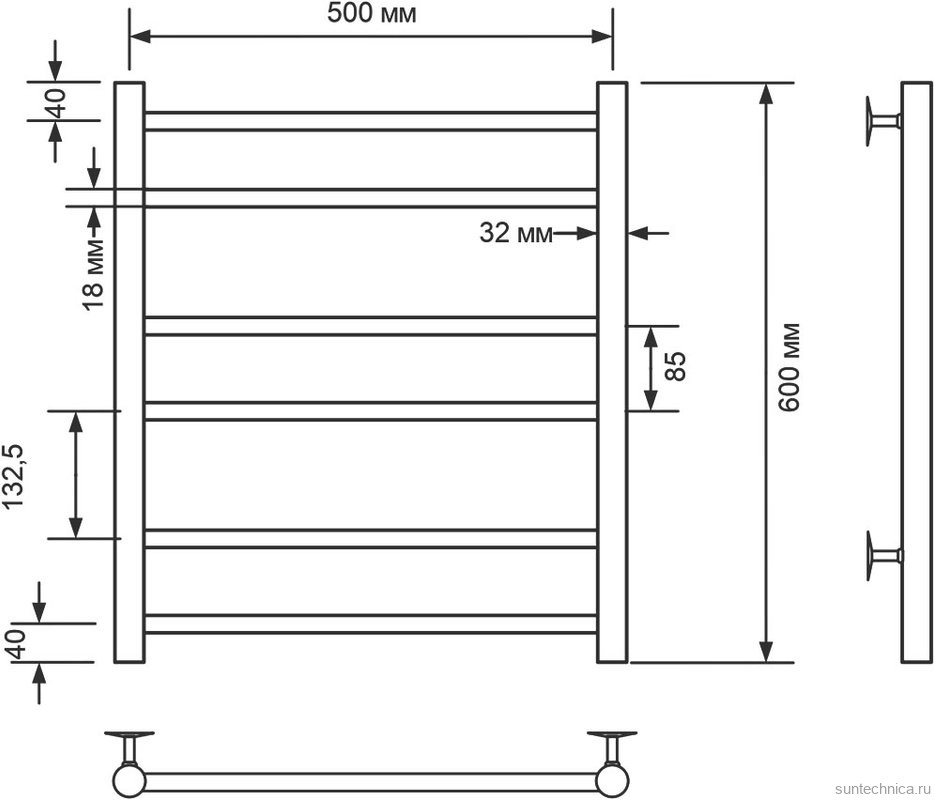 Полотенцесушитель водяной Comfysan Noumi W-6 60х50 60x55 см, хром, лесенка